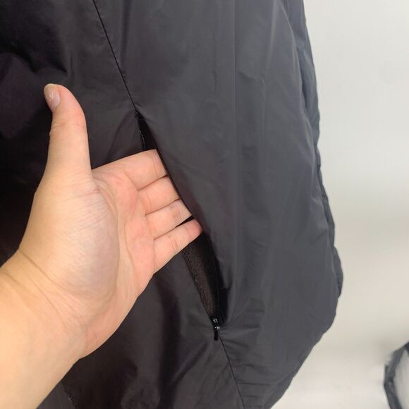 Eileen Fisher Stand Collar Winter Down Jacket Womens L Black Snap Button Puffer - Picture 6 of 16